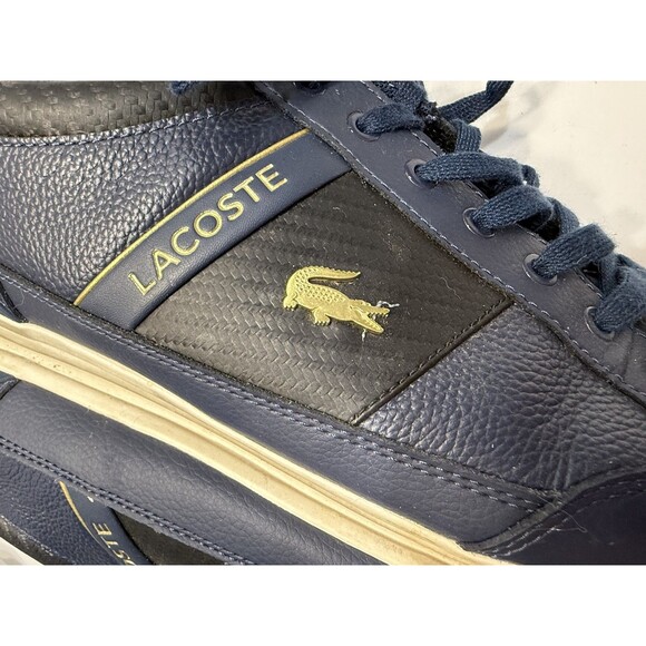 Lacoste Shoes Mens Size 13 Navy Blue Leather Low Top Casual Sneakers Gold Logo main image 11